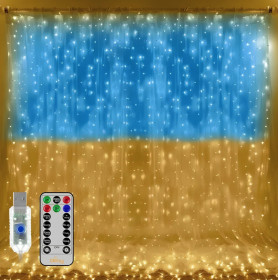 Гірлянди, освітлення Гирлянды, освещение ^/--/^ Гірлянда Штора SFK-10 прапор України з пультом USB 3*3 м ∙ ^_^^^ Гирлянда Штора SFK-10 флаг Украины с пультом USB 3* 3 м ∙ - фото фото фото