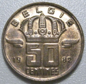Бельгія Бельгия ^/--/^ Бельгія 50 сантимів 1982 року Belgie 42486 ^_^^^ Бельгия 50 сантимов 1982 года Belgie 42486 - фото фото фото