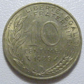 Франція Франция ^/--/^ Франція 10 сантимів 1985 року 43526 ^_^^^ Франция 10 сантимов 1985 года 43526 - фото фото фото