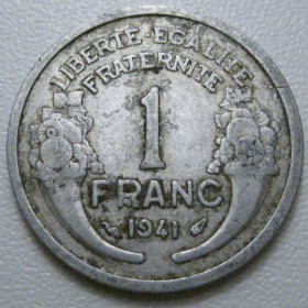 Франція Франция ^/--/^ Франція 1 франк 1941 року 42095 ^_^^^ Франция 1 франк 1941 года 42095 - фото фото фото