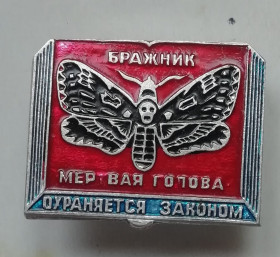 Геральдика Геральдика ^/--/^ знак ЗНАЧОК- Бражник- мертвая голова ОХРАНЯЕТСЯ ЗАКОНОМ  редко ^_^^^ знак ЗНАЧОК - Бражник - мертва голова охороняється законом - фото фото фото