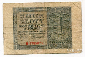 Польща Польша ^/--/^ 1 злотий 1940 р. Польща. В 8785673 ^_^^^ 1 злотый 1940 г. Польша. В 8785673 - фото фото фото