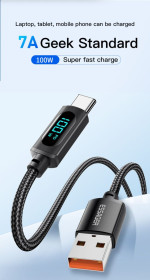 Кабелі Кабели ^/--/^ Кабель ESSAGER Fast Charge Cable USB for Type-C  7 /--/ А 100 /--/ W с дисплеем 1 /--/ м ^_^^^ Кабель ESSAGER Fast Charge Cable USB for Type-C 7 /--/ А 100 /--/ W з дисплеєм 1 /--/ м - фото фото фото