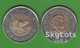 Канада Канада ^/--/^ 2 доллара Канада 1996-2006       (Мишка и Северное Сияние)  (дуже рідкісна) ^_^^^ 2 доллара Канада 1996-2006 (Мишка и Северное Сияние) (очень редкая) - фото фото фото