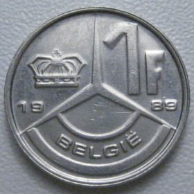 Бельгія Бельгия ^/--/^ Бельгія 1 франк 1989 року Belgie 42737 ^_^^^ Бельгия 1 франк 1989 года Belgie 42737 - фото фото фото