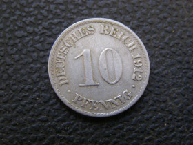 Німецька імперія (-) Германская империя (-) ^/--/^ 10 пфенингов 1912 г A ^_^^^ 10 пфенінгів 1912 A - фото фото фото