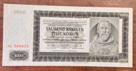 Чехословаччина Чехословакия ^/--/^ Чехословаччина. 1000 корон 1942 р. ВЗІРЕЦЬ ^_^^^ Чехословакия. 1000 корон 1942 г. Зверец - фото фото фото