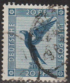 Веймарська республіка Веймарская республика ^/--/^ 1926 - Німеччина - Авіапошта - Орел - 20 Mi.380 _гаш ^_^^^ 1926 - Германия - Авиапочта - Орел - 20 Mi.380 _гаш - фото фото фото