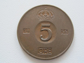 Швеція Швеция ^/--/^ Швеция 5 эре 1956 года #16601 ^_^^^ Швеція 5 ер 1956 року #16601 - фото фото фото