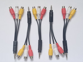 Кабелі та перехідники Кабели и переходники ^/--/^ Перехідник JACK 3,5 на 3 RCA тип /--/ 2 ^_^^^ Переходник JACK 3,5 на 3 RCA тип /--/ 2 - фото фото фото