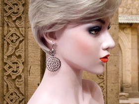 Сережки Серьги ^/--/^ Ажурные длинные серьги серебряного цвета 8 см - 3.5 см ^_^^^ Ажурні довгі сережки срібного кольору 8 см - 3.5 см - фото фото фото