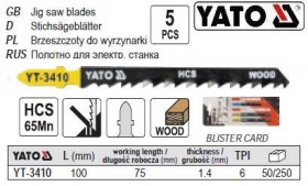 Фрези Фрезы ^/--/^ Набор полотно для електролобзика YATO 6 /--/ TPI l /--/ 100 мм 5 штук YT-3410 ^_^^^ Набір полотно для електролобзика YATO 6 /--/ TPI l /--/ 100 мм 5 штук YT-3410 - фото фото фото