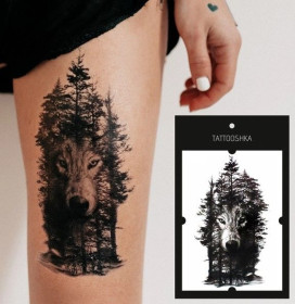 Інше Другое ^/--/^ 41194 Временная тату TATTOOSHKA &amp;quot;Волк в тени леса&amp;quot; LC-574 ^_^^^ 1194 Тимчасова тату TATTOOSHKA &amp;quot; Вовк в тіні лісу &amp;quot; LC-574 - фото фото фото