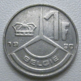 Бельгія Бельгия ^/--/^ Бельгія 1 франк 1990 року Belgie 42752 ^_^^^ Бельгия 1 франк 1990 года Belgie 42752 - фото фото фото