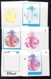 Мистецтво Искусство ^/--/^ NM Ст. Винсент 1985 г   MNH  -  проба цвета - Рождество ^_^^^ NM Ст. Вінсент 1985 MNH - проба кольору - Різдво - фото фото фото