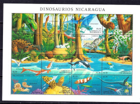 Фауна Фауна ^/--/^ NM Фауна . Никарагуа 1984 г MNH - блок - динозавры ^_^^^ Нікарагуа 1984 MNH - блок - динозаври - фото фото фото