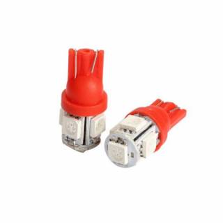 Діодні Диодные ^/--/^ Лампочка автомобильная T /--/ 10 5-SMD LED красная (2 штуки лот) ^_^^^ Лампочка автомобільна T /--/ 10 5-SMD LED червона (2 штуки лот) - фото фото фото