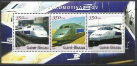 Гвінея-Бісау Гвинея-Бисау ^/--/^ Гвинея-Бисау 2001 транспорт железная дорога ТГВ люкс-бл. ^_^^^ Гвінея-Бісау 2001 транспорт залізниця ТГВ люкс-бл. - фото фото фото