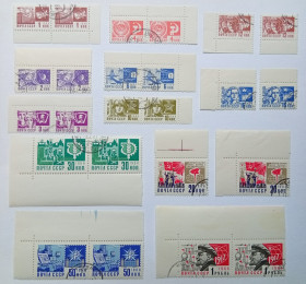 СРСР - СССР - ^/--/^ СССР 1966 Стандарт, 12 марок, двойные сцепки с полями, гашеные ^_^^^ СРСР 1966 Стандарт, 12 марок, подвійні зчеплення з полями, гашені - фото фото фото
