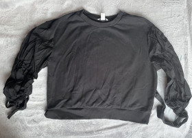 Кофти Кофты ^/--/^ Чорний світшот з рукавами на завʼязках H&amp;M 092 ^_^^^ Черный свитшот с рукавами на завязках H&amp;M 092 - фото фото фото