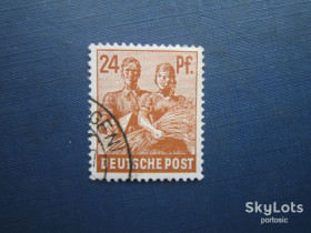 Інше Другое ^/--/^ Марка Німеччина Союзнічеська зона окупації 1947 стандарт будівельник і селянка 24 пф гаш ^_^^^ Марка Германия Союзническая зона оккупации 1947 стандарт строитель и крестьянка 24 пф гаш - фото фото фото
