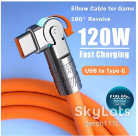 Кабелі Кабели ^/--/^ 120 /--/ W 7 /--/ A  Type C  USB 3.0 поворотний 180 градусів силіконовий кабель швидкої зарядки Quick Charge 1 /--/ м ^_^^^ 120 /--/ W 7 /--/ A Type C USB 3.0 поворотный 180 градусов силиконовый кабель скорой зарядки Quick Charge 1 /--/ м - фото фото фото