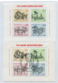 НДР, ФРН ГДР, ФРГ ^/--/^ Блоки 125 років берлінському зоопарку. 1969 р. ^_^^^ Блоки 125 лет берлинском зоопарке. 1969 г. - фото фото фото