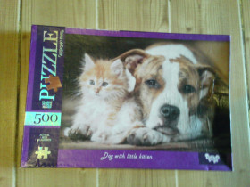 Пазли, мозаїки Пазлы, мозаики ^/--/^ Пазлы Danko Toys 500 элементов Dog with little kitten Некомплект ^_^^^ Пазли Danko Toys 500 елементів Dog with little kitten Некомплект - фото фото фото