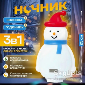 Нічні лампи Ночники ^/--/^ Детский аккумуляторный ночник-Снеговик с RGB-подсветкой, Bluetooth-колонкой и функцией часов ^_^^^ Дитячий акумуляторний нічник-Сніговик з RGB-підсвічуванням, Bluetooth-колонкою і функцією годинників - фото фото фото