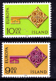 Ісландія Исландия ^/--/^ Исландия  1968 г  MNH -  ЕВПРПА СЕПТ / EUROPA  CEPT - ^_^^^ 1968 — Ісландія / EUROPA CEPT - фото фото фото