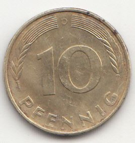 Інше Другое ^/--/^ 10 пфенігів ФР Німеччина D 1991 ^_^^^ 10 пфеннигов ФР Германия D 1991 - фото фото фото