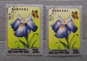 Флора Флора ^/--/^ Северная Корея 1986 г - ирисы, 3 шт  (см.фото) ^_^^^ Північна Корея 1986 р - іриси, 3 шт (див.фото) - фото фото фото