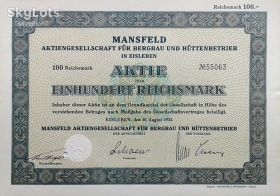 Акції, облігації, лотереї Акции, облигации, лотереи ^/--/^ Акція на 100 RM Mansfeld Aktiengesellschaft 1933 Німеччина Mt 20 ^_^^^ Акция на 100 RM Mansfeld Aktiengesellschaft 1933 Германия Mt 20 - фото фото фото