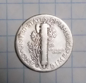 Обігові Обиходные ^/--/^ США 10 центов дайм 1941 D серебро ^_^^^ США 10 центів дайм 1941 D срібло - фото фото фото