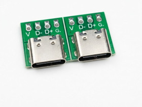 Плати Платы ^/--/^ Роз&amp;apos;єм гніздо USB Type-C 3.1 16 pin на платі під пайку 2 шт — для Arduino, ремонту телефону, DIY ^_^^^ Разъем гнездо USB Type-C 3. 1 16 pin на плате под пайку 2 шт — для Arduino, ремонта телефона, DIY - фото фото фото