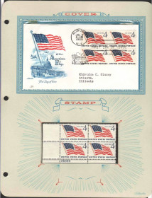 Північна Америка Северная Америка ^/--/^ США 1959  г - квартблок MNH + КПД  ХМК с квартблоком  - флаг США ^_^^^ США 1959 — квартблок MNH + ККД ХМК з квартблоком — прапор США - фото фото фото