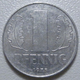 НДР, ФРН ГДР, ФРГ ^/--/^ Німеччина - НДР 1 пфеніг 1975 року 43312 ^_^^^ Германия - ГДР 1 пфениг 1975 года 43312 - фото фото фото