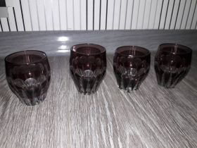 Кухонне начиння, посуд Кухонная утварь, посуда ^/--/^ рюмки стопки  4 /--/ шт цветное стекло ручная работа СССР ^_^^^ Рюмки стопки 4 /--/ шт кольорове скло ручна робота СРСР - фото фото фото