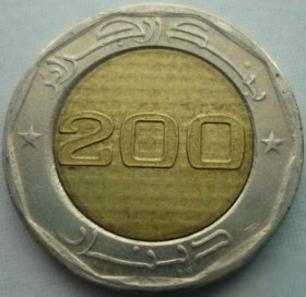 Алжир Алжир ^/--/^ Алжир 200 динаров 2012 биметалл юб. состояние 2 ^_^^^ Алжир 200 динарів 2012 біметал юб. стан 2 - фото фото фото
