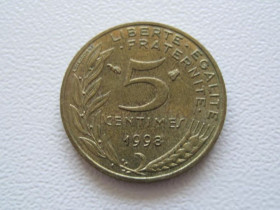 Франція Франция ^/--/^ Франция 5 сантимов 1998 года 24098 ^_^^^ Франція 5 сантимів 1998 24098 - фото фото фото