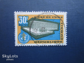 Малі Мали ^/--/^ Марка Мали 1966 архитектура медицина штаб-квартира ВОЗ Женева 30 фр гаш ^_^^^ Марка Малі 1966 архітектура медицина штаб-квартира ВООЗ Женева 30 фр гаш - фото фото фото