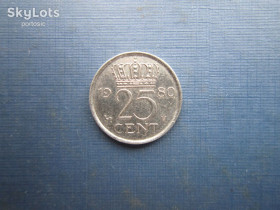 Нідерланди Нидерланды ^/--/^ Монета 25 центів Нідерланди 1980 ^_^^^ Монета 25 центов Нидерланды 1980 - фото фото фото