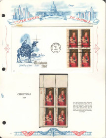 Північна Америка Северная Америка ^/--/^ США 1967  г - квартблок MNH + КПД  ХМК с квартблоком  -  Рождество ^_^^^ 1967 — квартблок MNH + ККД ХМК з квартблоком — Різдво - фото фото фото