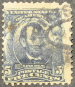Інше Другое ^/--/^ США Линкольн 5 /--/ c. 1902-1903 Sc.304 ^_^^^ США Лінкольн 5 /--/ c. 1902-1903 Sc.304 - фото фото фото