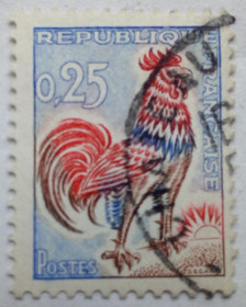 Франція Франция ^/--/^ Франция 1962 Галлийский петух, гашеная ^_^^^ Франція 1962 Галлійський півень, гашена - фото фото фото