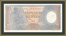 Індонезія Индонезия ^/--/^ Индонезия 10 рупий 1963 P-89  (89 /--/ a) UNC ^_^^^ Індонезія 10 рупій 1963 P-89 (89 /--/ a) UNC - фото фото фото