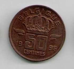 Бельгія Бельгия ^/--/^ Монета Бельгия 50 сантимов 1996 года BELGIQUE ^_^^^ Монета Бельгія 50 сантимів 1996 року BELGIQUE - фото фото фото