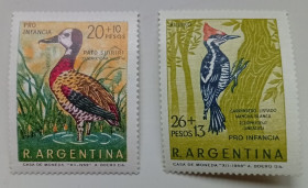 Південна Америка Южная Америка ^/--/^ Аргентина 1969 Птицы, дятел, утка, MNH ^_^^^ Аргентина 1969 Птахи, дятел, качка, MNH - фото фото фото