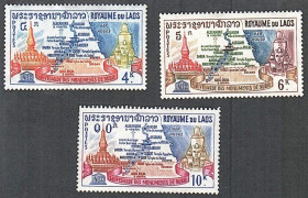 Лаос Лаос ^/--/^ Лаос  (1964) Сохранение нубийских памятников. Карта * ^_^^^ Лаос (1964) Збереження нубійських пам'яток. Карта* - фото фото фото