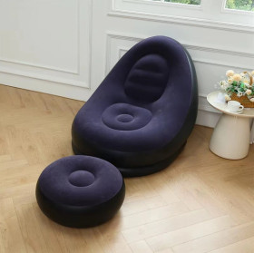 Надувна меблі Надувная мебель ^/--/^ Надувний диван з пуфом Air Sofa / Надувне велюрове крісло з пуфом+насос Фіолетовий - фото фото фото